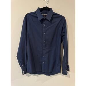 Michael Kors Men’s Navy Blue Button-Up Shirt Size M Classic Long Sleeve Shirt